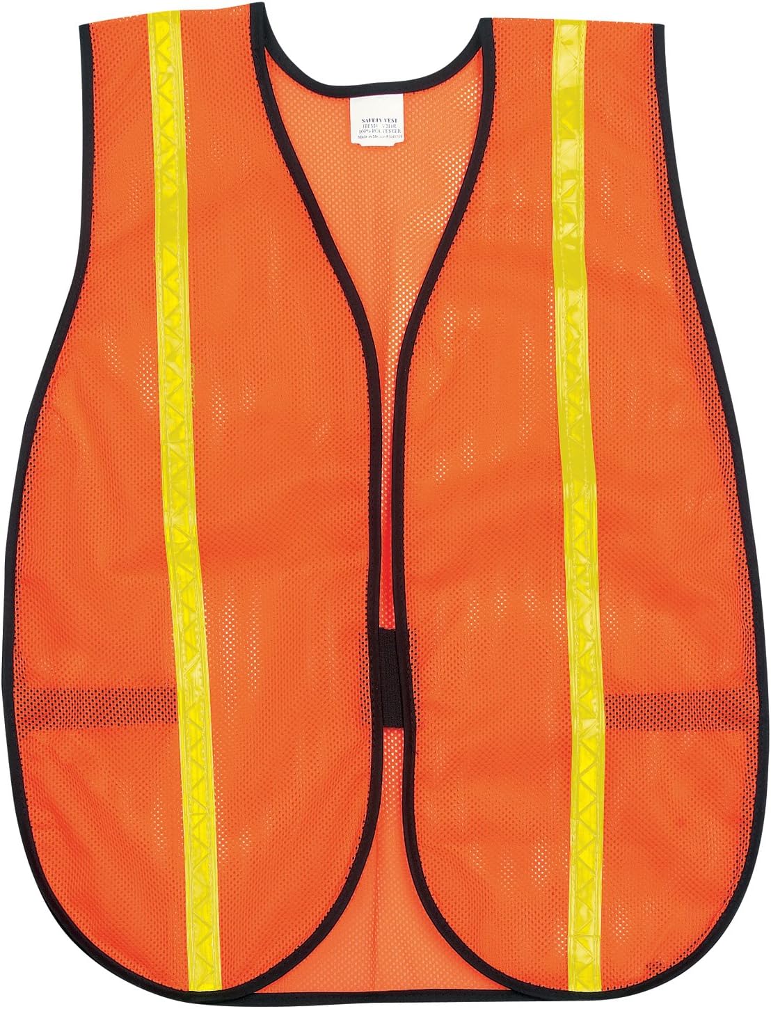 MCR Safety V211R Polyester Mesh General Purpose Safety Vest with 3/4-Inch Lime Reflective Stripe, Fluorescent Orange