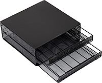 Mind Reader Single Serve Coffee Pod Organizer with 2 Drawers, 72 Pod Capacity, Metal Mesh, 13"L x 12.75"W x 5"H