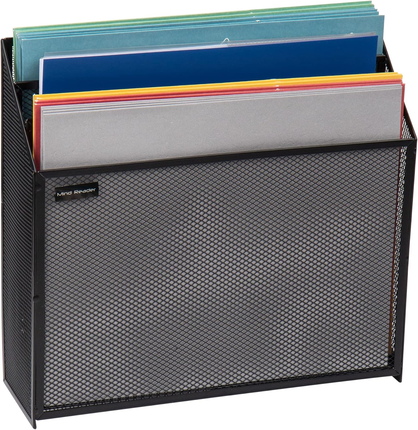 Mind Reader Vertical File Storage, Desktop Organizer, Workspace, Office, Metal Mesh, 12.5" L x 3.75" W x 11.5" H