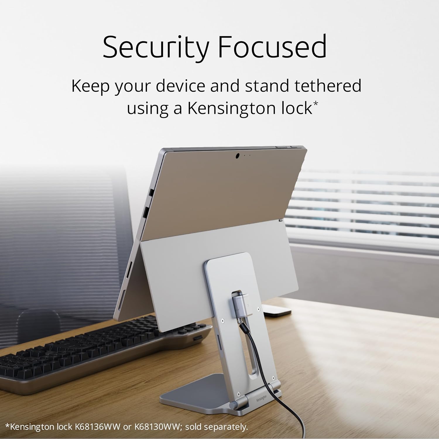 Kensington Elevated Stand Adjustable for Surface Stand for Desk, on-Skid Tablet Holder Designed for Surface Pro