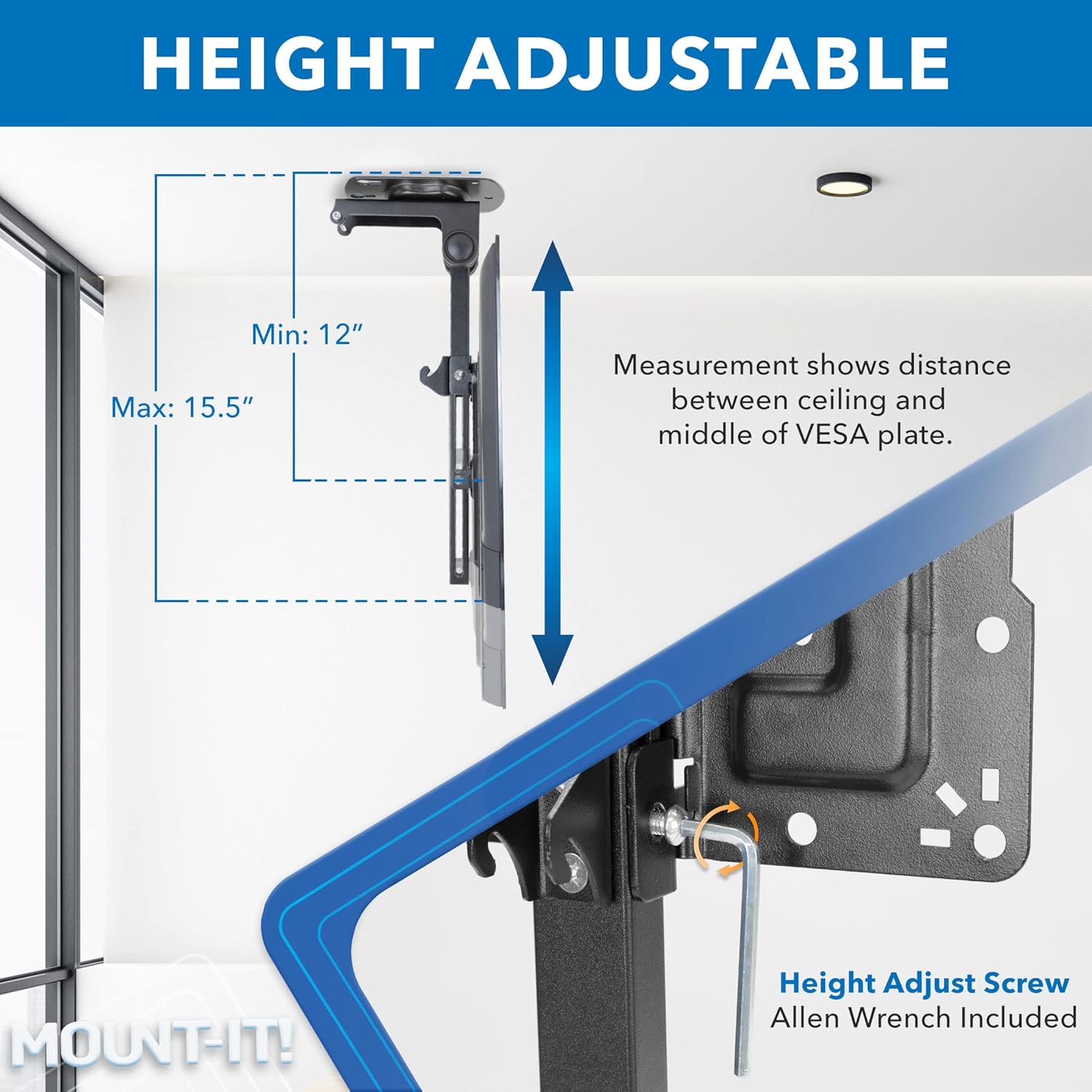 Mount-It! Flip Down TV Mount | Folding Ceiling TV Mount for 23 to 55 Inch | Heavy-Duty Bracket for Roof and Slanted Walls