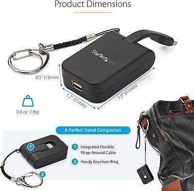 StarTech.com Compact USB C to Mini DisplayPort Adapter - 8K 60Hz/4K USB-C to mDP 1.4 Video Converter w/Keychain Ring - USB Type-C DP Alt Mode (HBR3 HDR DSC) to mDP Monitor - TB3 Compatible (CDP2MDPFC)