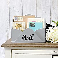 Elegant Designs Homewood Farmhouse Wooden Decorative Envelope-Shaped Desktop Letter Holder