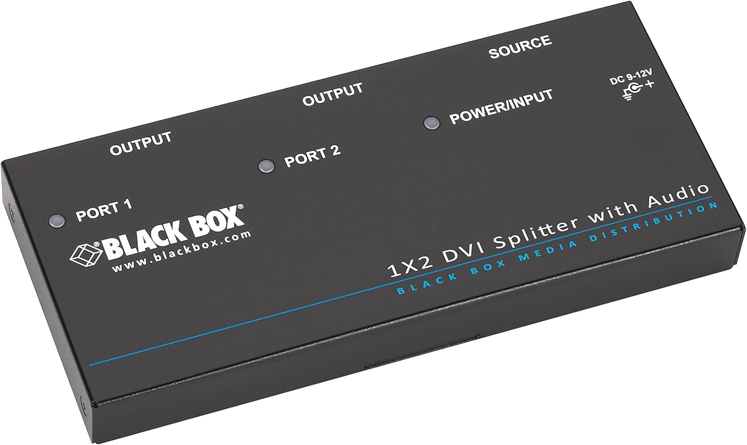 Black Box DVI-D Splitter with Audio and HDCP, 1 x 2 - Audio Line In - Audio Line Out - DVI In - DVI Out