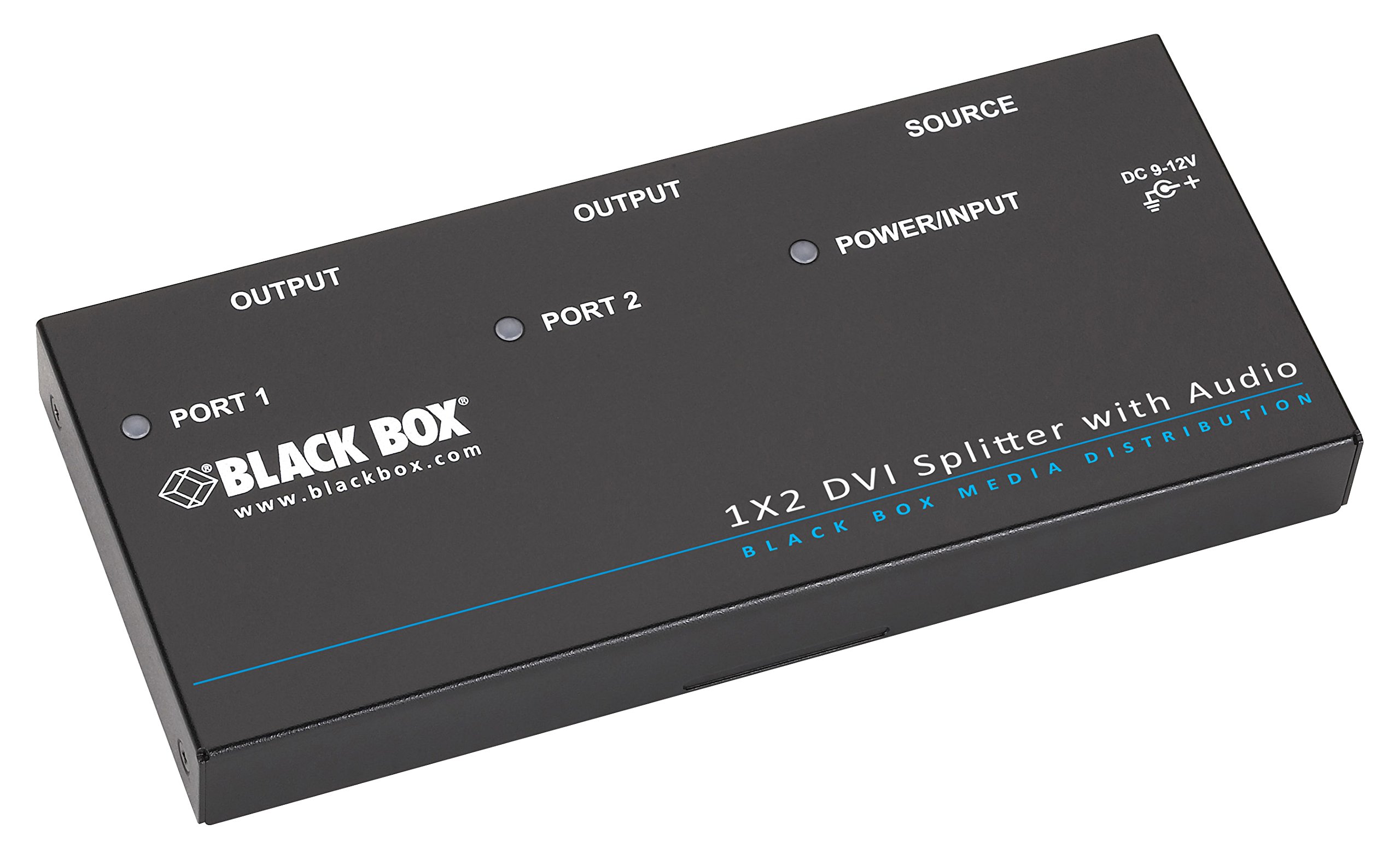 Black Box DVI-D Splitter with Audio and HDCP, 1 x 2 - Audio Line In - Audio Line Out - DVI In - DVI Out