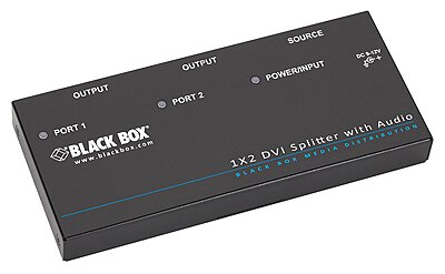 Black Box DVI-D Splitter with Audio and HDCP, 1 x 2 - Audio Line In - Audio Line Out - DVI In - DVI Out