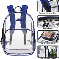 Summit Ridge Waterproof Clear Backpack with Water Bottle Holder - Stadium Approved Heavy-Duty Clear Backpack