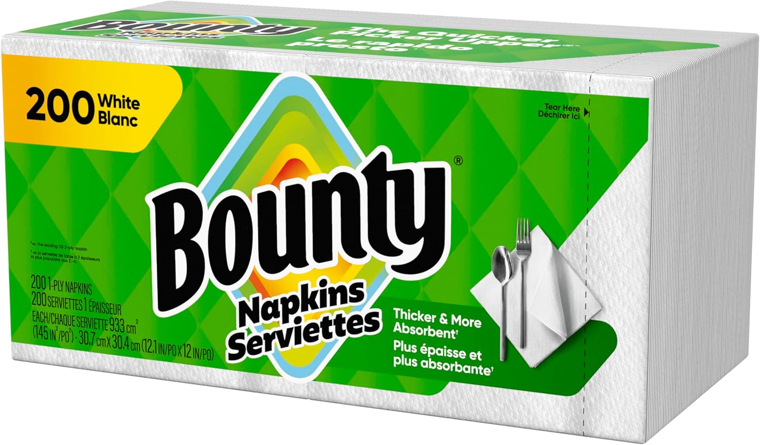 Bounty Quilted Napkins 1-Ply 12 1/10 x 12 White 200/Pack (96595PK)