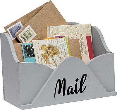 Elegant Designs Homewood Farmhouse Wooden Decorative Envelope-Shaped Desktop Letter Holder