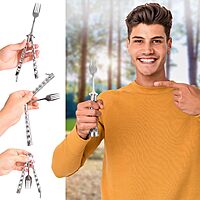 CALIBER GOURMET Butterfly Knife Style Folding Stainless Steel Utensil