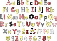 Barker Creek Letter Pop-Out Set of 2, 4" Stripes & Solids, Mixed-Design, 255 Upper and Lowercase Letters, Numbers & Punctuation Marks in Each of 2 Designs, 510 Characters Total (4141)