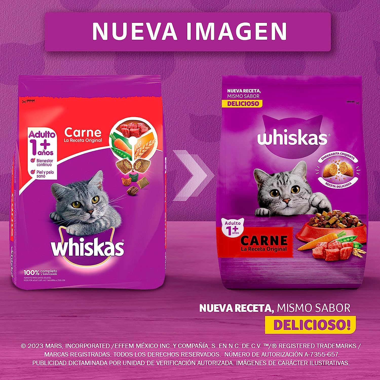 Whiskas - Whiskas Whiskas alimento para Gatos Adultos Sabor Carne Receta Orginal 9Kg Violeta
