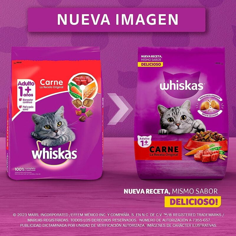 Whiskas - Whiskas Whiskas alimento para Gatos Adultos Sabor Carne Receta Orginal 9Kg Violeta