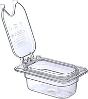 Carlisle FoodService Products 10339Z07 EZ Access Hinged Lid with Handle and Notch, Ninth Size, Clear