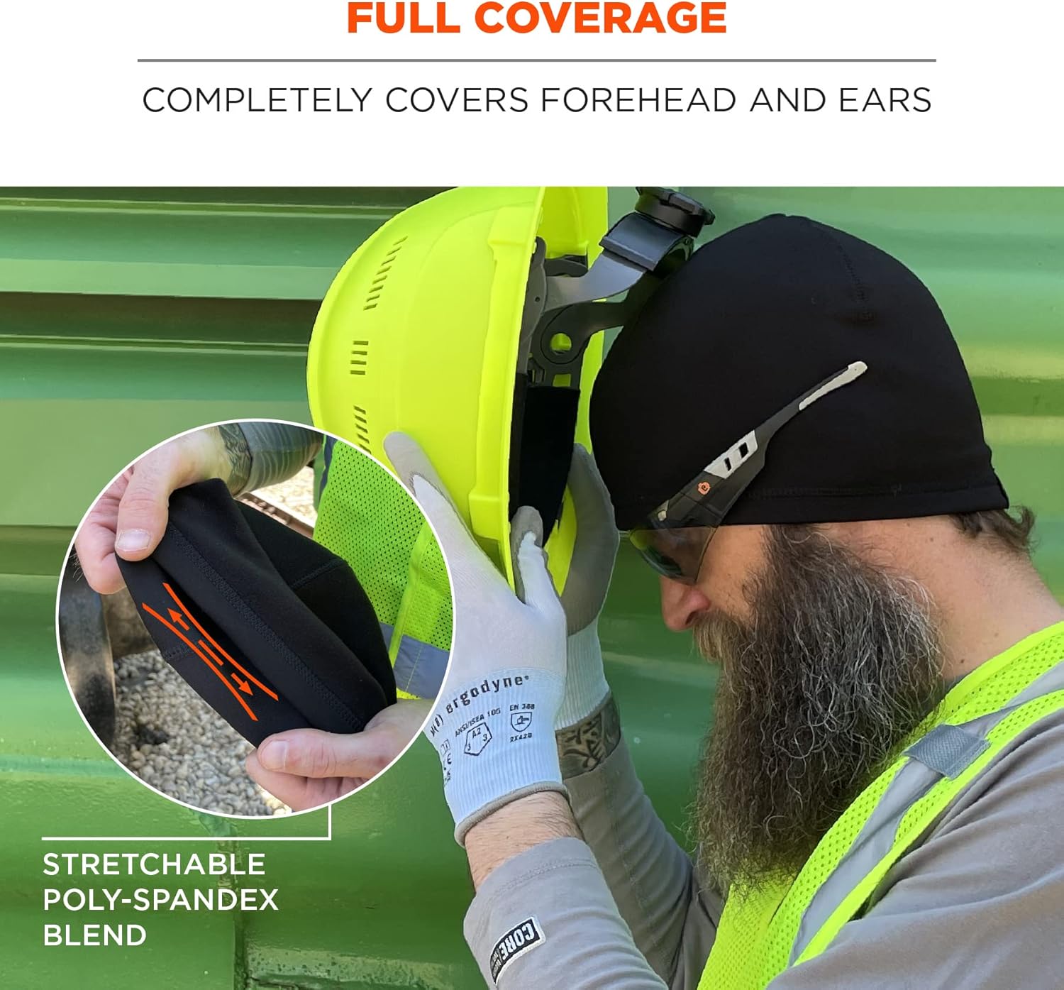 Ergodyne Standard Winter Skull Cap Helmet Liner, Black, One Size