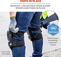 Ergodyne ProFlex 345 Professional Knee Pads, Protective Long Cap, Injected Gel Padded Technology, Adjustable Straps, Black