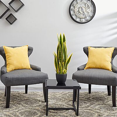 Nearly Natural Sansevieria 26in Artificial Plant With Pot, Green/Black