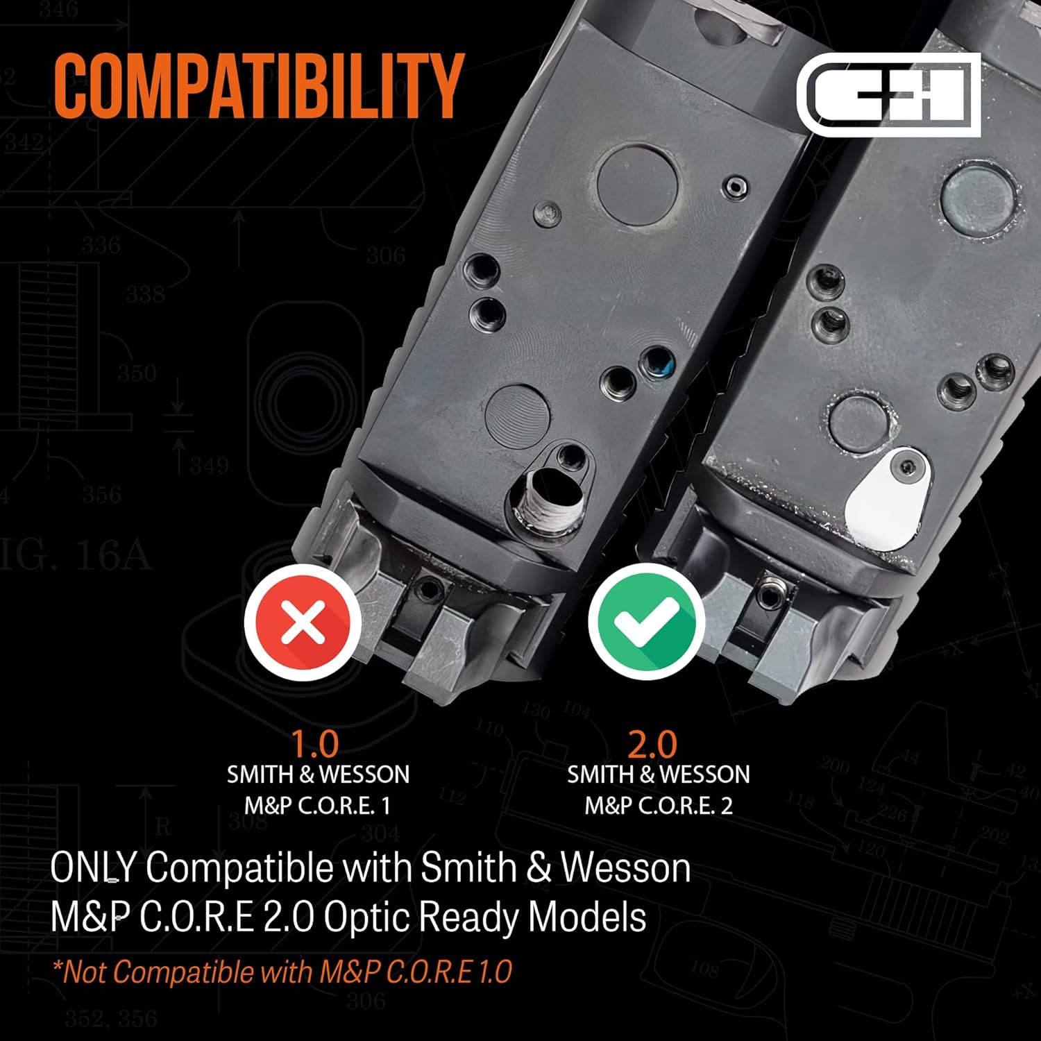 C+H Precision Optic Adapter Plate for Smith & Wesson M&P 2.0 C.O.R.E.