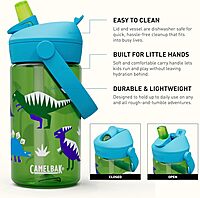 CAMELBAK Thrive Flip Straw Kids Bite Valve Water Bottle 14oz Tritan Renew