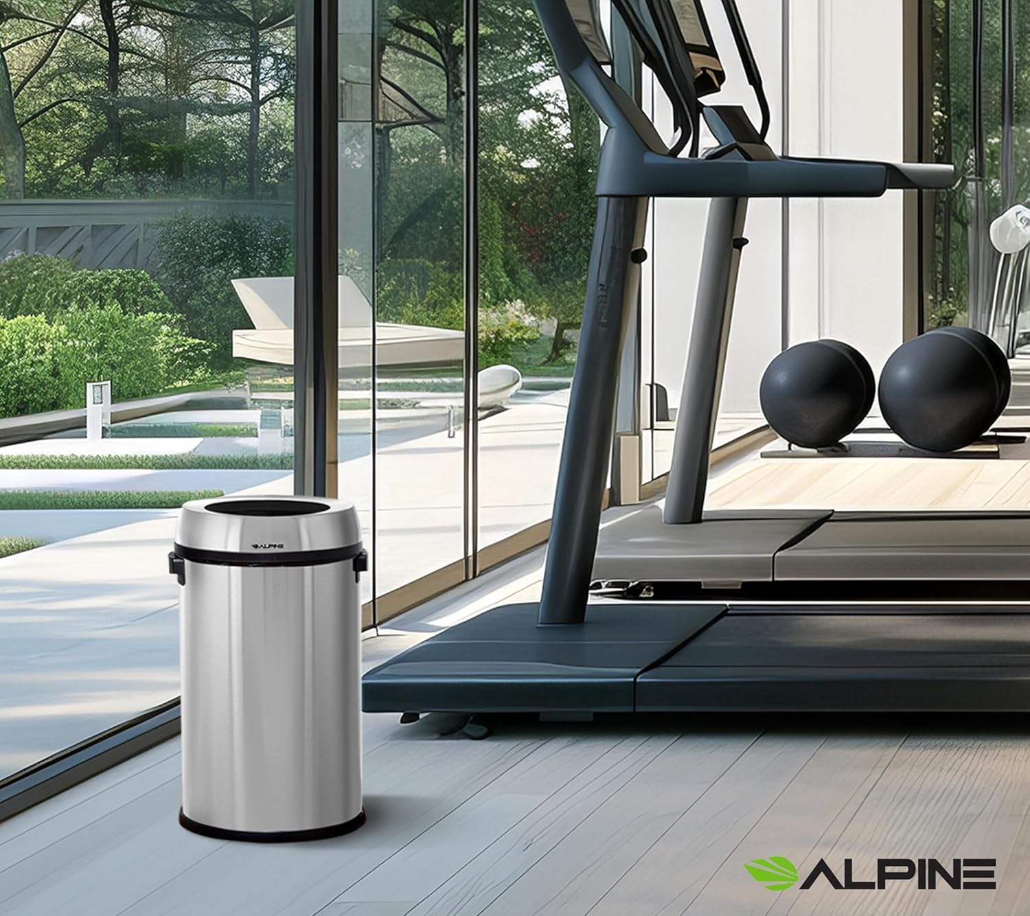 Alpine 17 Gallon Stainless Steel Open Top Trash Can – Commercial-Grade, Corrosion-Resistant, Brushed Finish