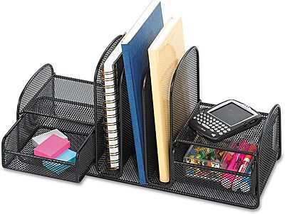 Safco Multipurpose Mesh Desktop Organizer, Onyx - Black