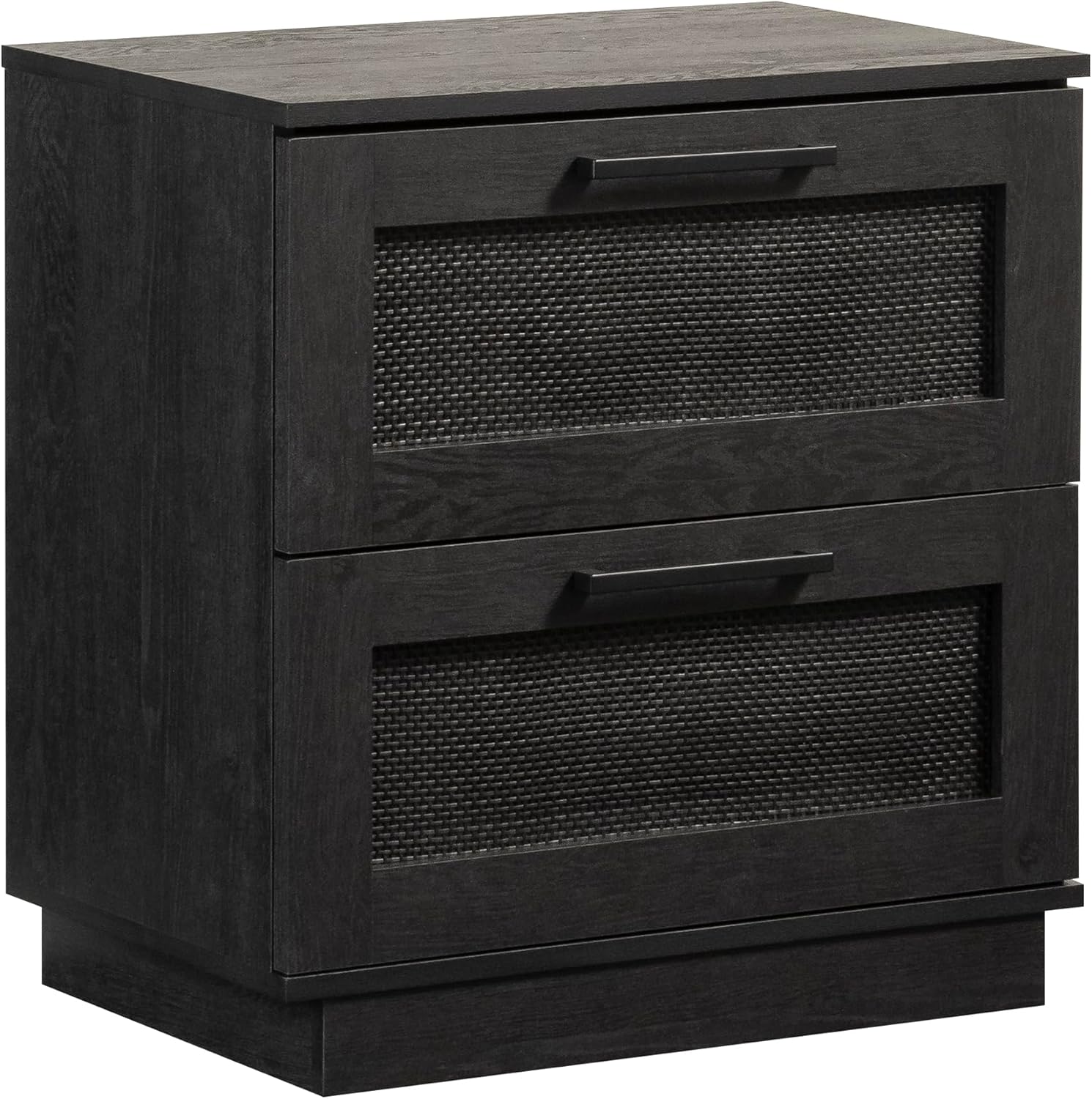 Sauder Tiffin Line Rattan 2-Drawer Nightstand Side Table, 24-5/8inH x 23-1/2inW x 15-3/4inD, Raven Oak