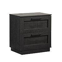 Sauder Tiffin Line Rattan 2-Drawer Nightstand Side Table, 24-5/8inH x 23-1/2inW x 15-3/4inD, Raven Oak