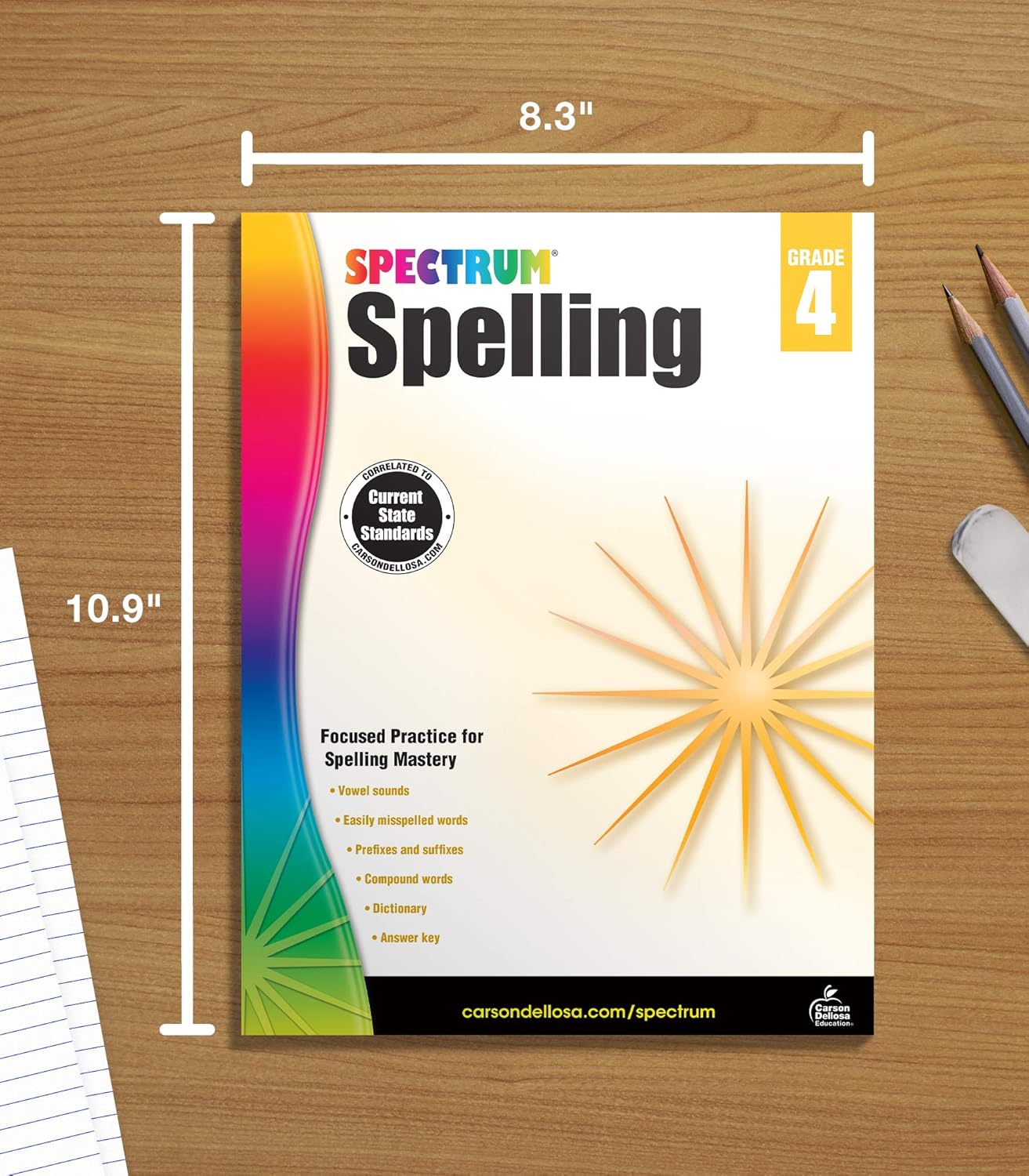 Spectrum Spelling Workbook Grade 4, Ages 9 to 10, 4th Grade Spelling Workbook, Handwriting Practice with Vowels, Diagraphs