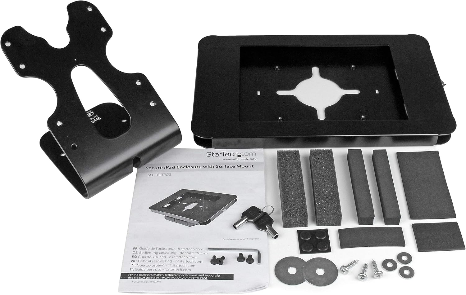 StarTech.com Secure Tablet Enclosure Stand- Lockable Anti Theft Steel Desk or Wall Mount for 9.7" iPad/Tablet