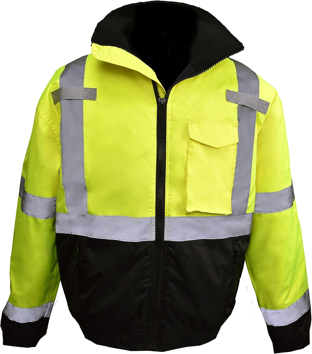 Radians Class3 High Visibility Bomber Jacket with Built-in Liner, Hi Viz Green/Black, 4X-Large (SJ11QB-3ZGS-4X)