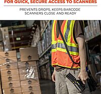 Ergodyne Squids 3134 Barcode Scanner Harness, Sling Style, Tethering Lanyard for Bar Code Scanners , Black