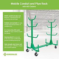 Greenlee 668 Mobile Material Handling Conduit and Pipe Rack with 603 Casters Mobile Conduit and Pipe Rack