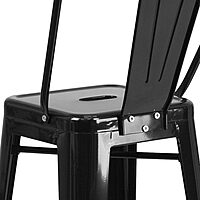 Flash Furniture Commercial Grade 30" High Black Metal Indoor-Outdoor Barstool with Removable Back Black Set of 1