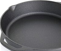 MegaChef Skillets with Lids Pre-Seasoned, 9 Piece Set, Black, Red