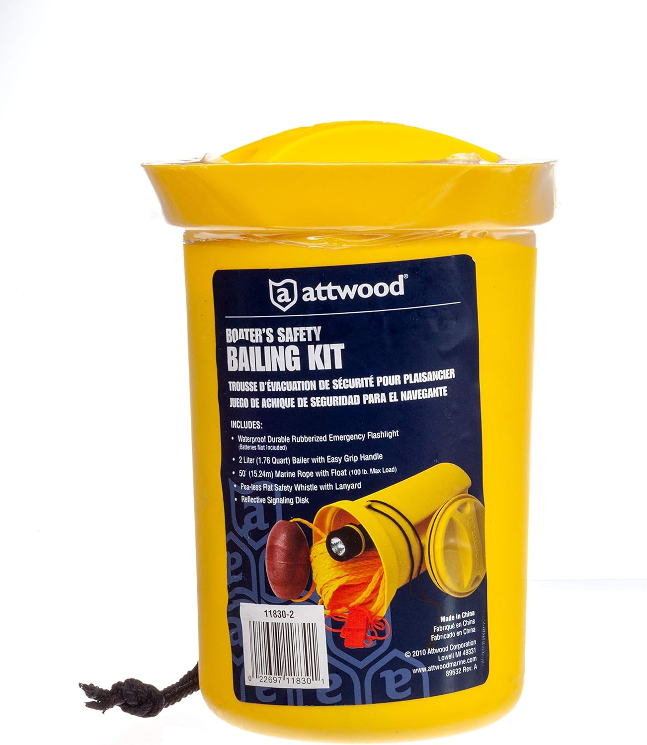 attwood Bailer Safety Kit - Flashlight Whistle Bailer & Line Bailer Safety Kit 11830-2 - Flashlight Whistle Bailer & Line