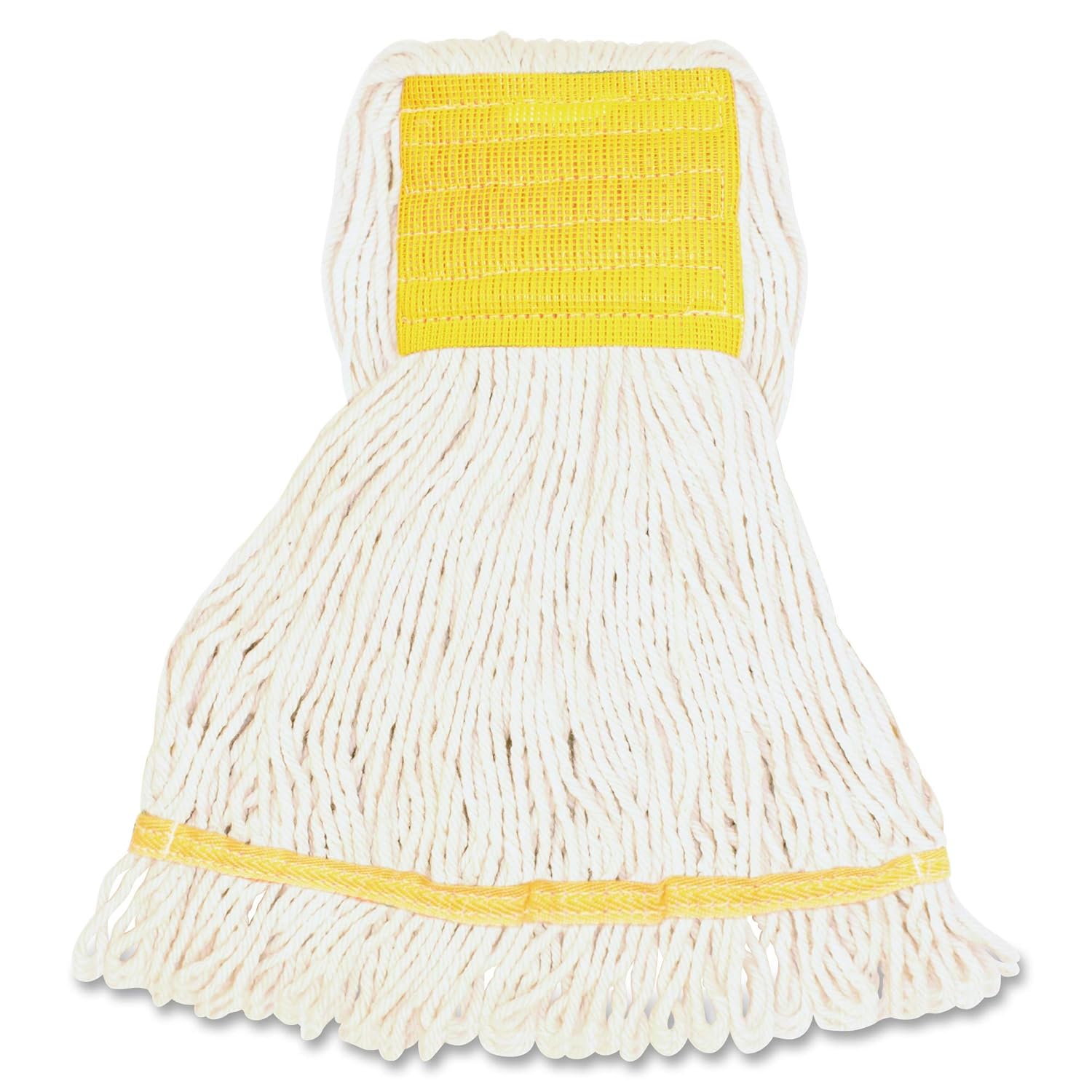 Genuine Joe Wide Band Small Mophead - Small - Looped Ends, Durable, Launderable, Wide Headband - White - 1 Each