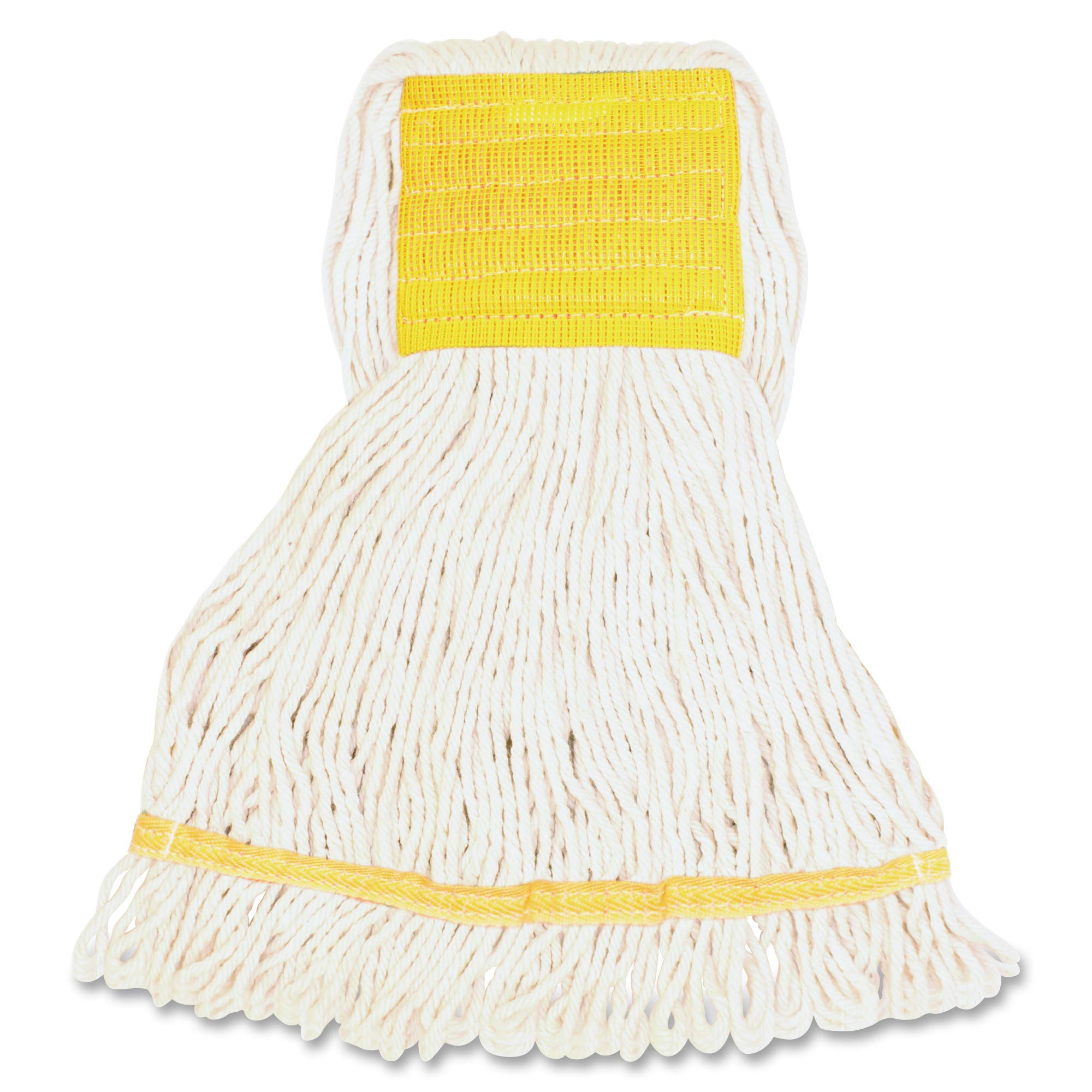 Genuine Joe Wide Band Small Mophead - Small - Looped Ends, Durable, Launderable, Wide Headband - White - 1 Each