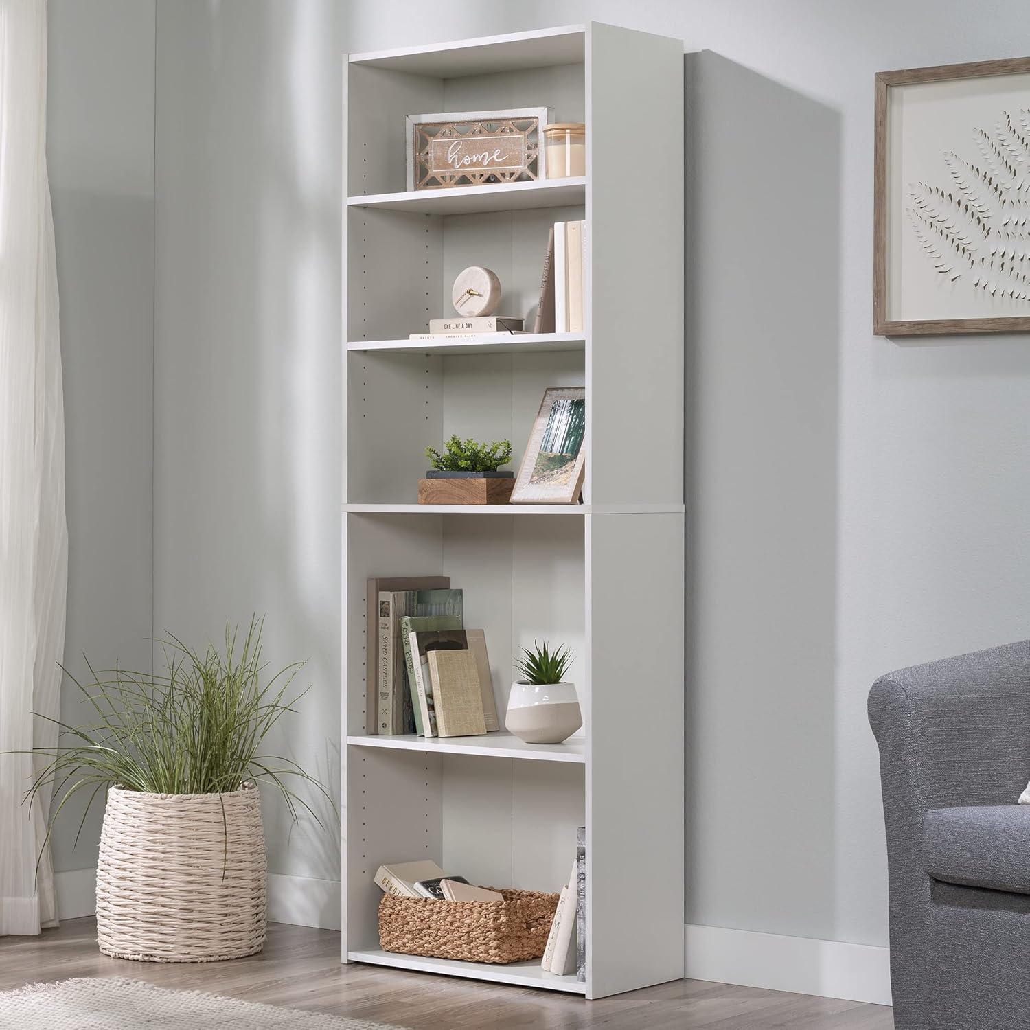 Sauder Beginnings 5-Shelf Bookcase with Adjustable Shelves