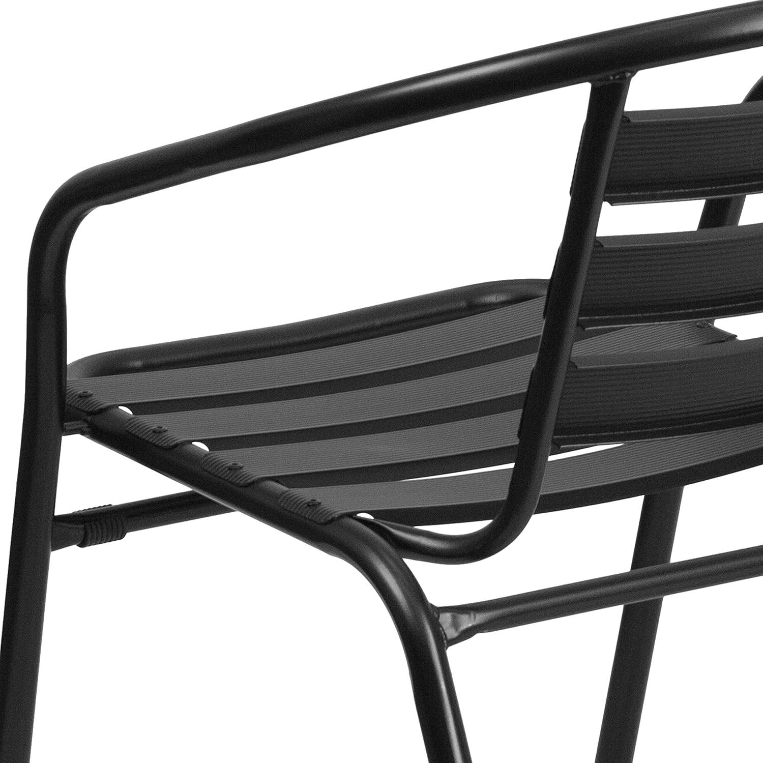 Flash Furniture Lila Black Metal Restaurant Stack Chair with Aluminum Slats Black Set of 1