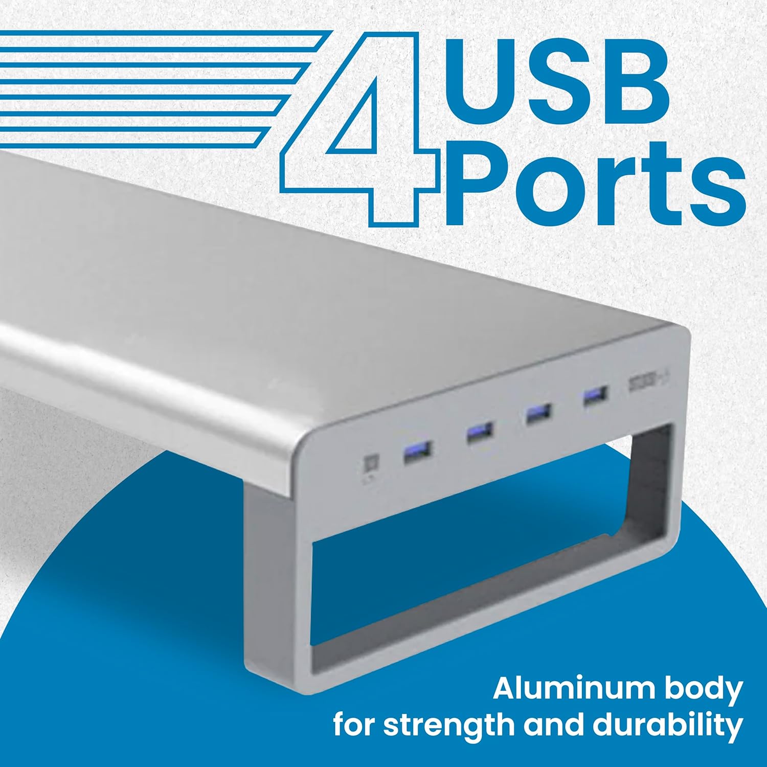OTM Essentials Slim Aluminum Monitor Stand, Desk Riser with Non-Slip Padding and Tilted Surface