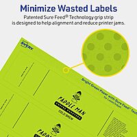 Avery Printable Rectangle Labels, Sure Feed Technology, 1" x 7", Bright Green, Print-to-The-Edge, Laser/Inkjet Printable