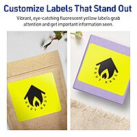Avery Printable Rectangle Labels, Sure Feed Technology, 3" x 3.75", Neon Yellow Labels, Print-to-The-Edge