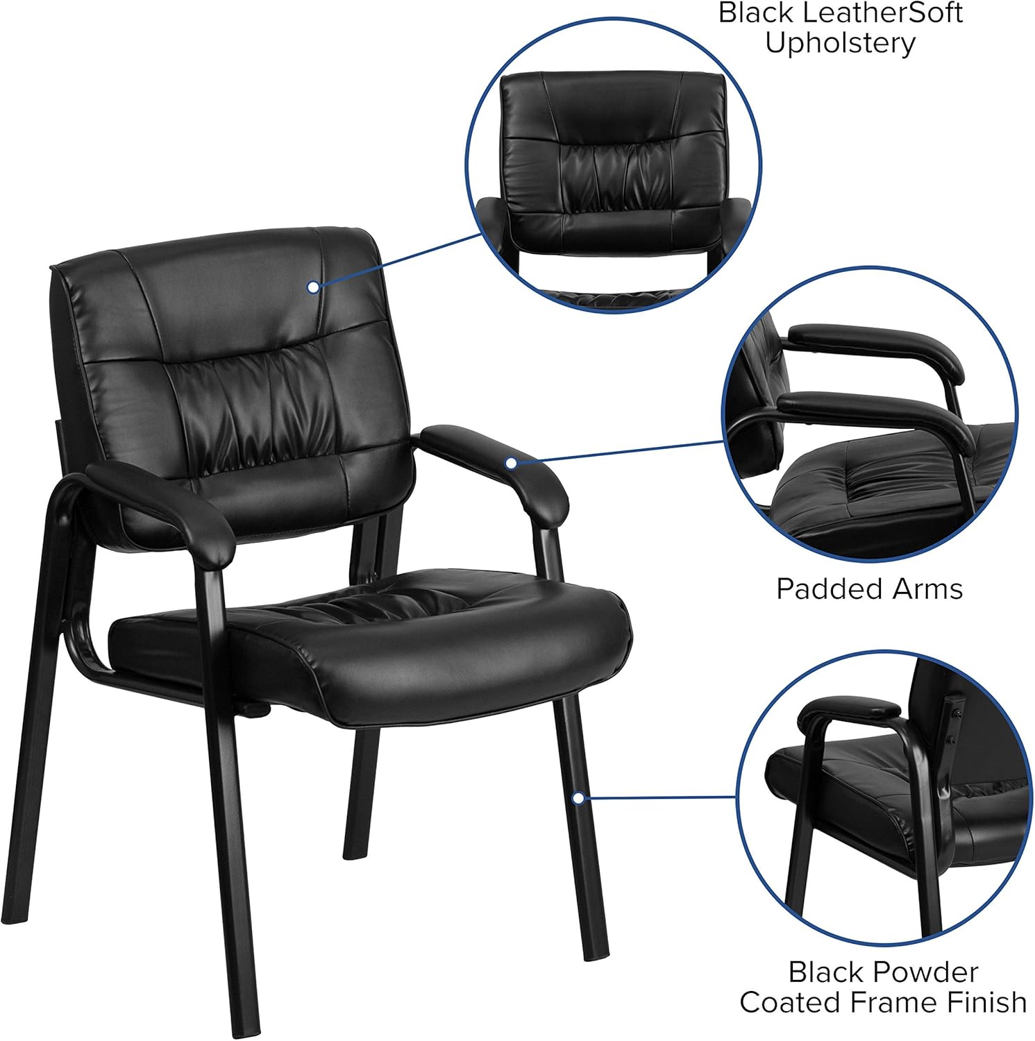 Flash Furniture Haeger LeatherSoft Tufted Executive Reception Chair with Padded Armrests