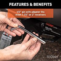 CURT 23024 Trailer Hitch Lock, 1/2-Inch Pin Diameter, 5/8-Inch Adapter, Fits 1-1/4 or 2-Inch Receiver (Pack of 4) No Size