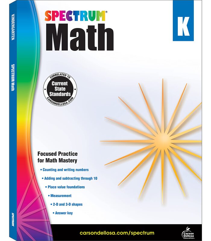 Spectrum Kindergarten Math Workbooks, Ages 5 to 6, Counting Numbers, Addition and Subtraction, Geometry and Place Value, Kindergarten Math Workbook for Kids