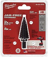 Step Drill Bit: 1/2 in to 1 in Hole Dia, 3/8 in Shank, HSS, 9 Sizes - MILWAUKEE