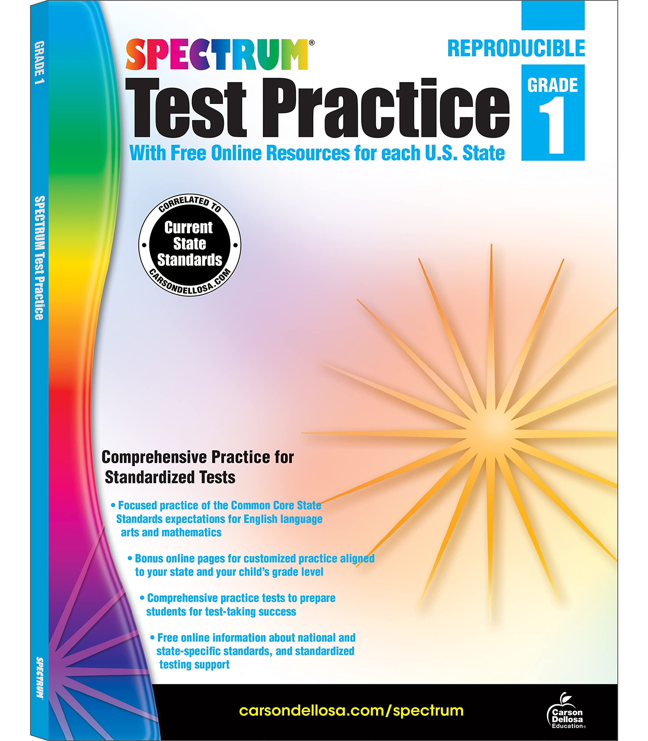 Spectrum Grade 1 Test Practice Workbooks, Ages 6 to 7, 1st Grade Test Practice Workbook, Math, Language Arts