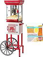 Nostalgia Red/White Vintage Popcorn Maker Machine - 2.5 Oz Kettle Makes Up to 10 Cups