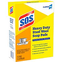 CloroxPro S.O.S Steel Wool Soap Pads, 15 Ct., Pack of 12 (Pack May Vary)