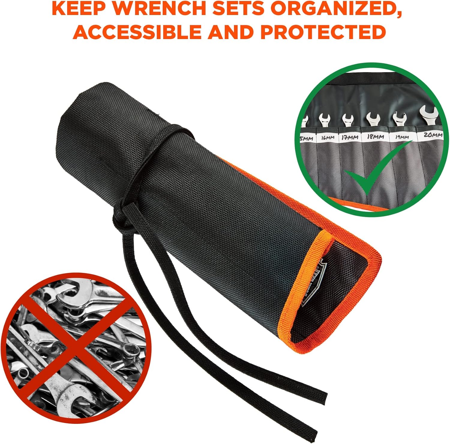 Ergodyne Arsenal 5873 Wrench Roll-Up, 14-Pocket Organizer